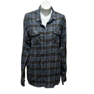 Valor Collective  Men's XL Blue Plaid Flannel Button-Up Shirt Long Sleeve